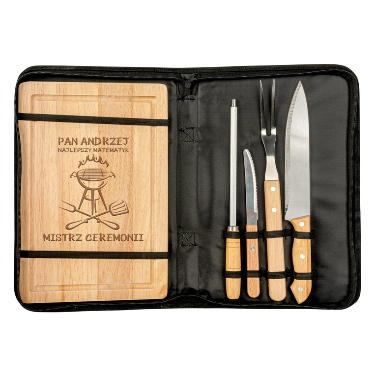 Zestaw do grilla z grawerowaną deską DLA NAUCZYCIELA MATEMATYKI