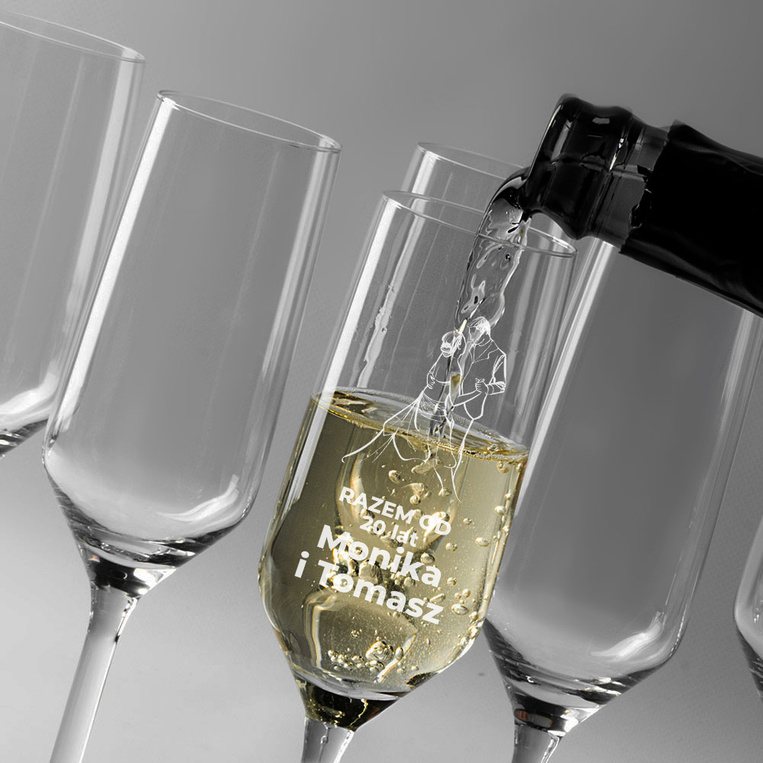 Kieliszek do szampana z grawerem PREZENT DLA PARY na ROCZNICĘ