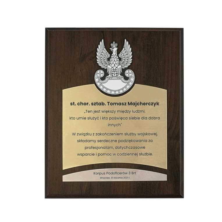 Dyplom z grawerem DLA ŻOŁNIERZA odchodzącego na emeryturę. PODZIĘKOWANIA