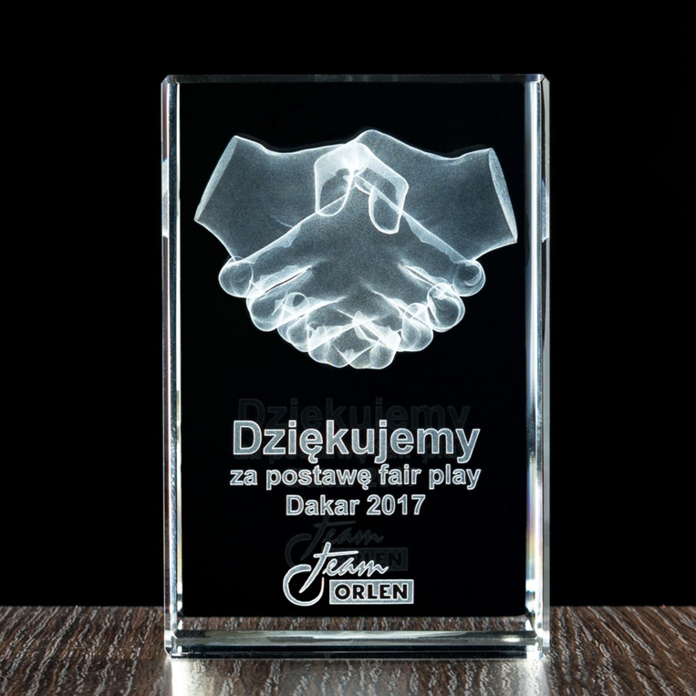 Biznesowa Statuetka 3D Podziękowania za współpracę Logo firmowe Grawer