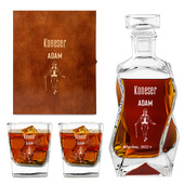 Zestaw dla amatora whisky KARAFKA I 2 SZKLANKI W DREWNIANEJ SKRZYNCE