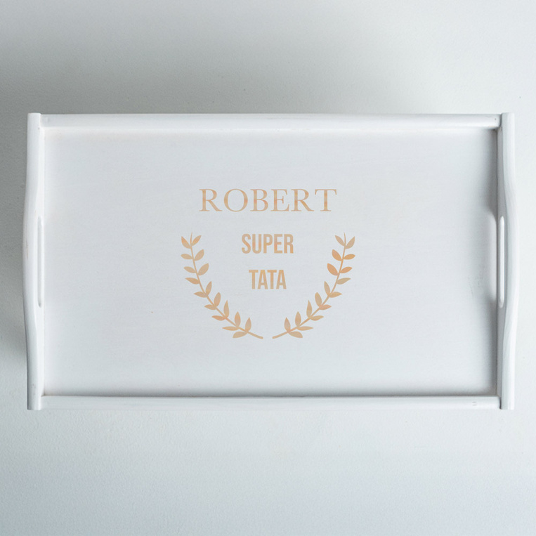 Stolik śniadaniowy SUPER TATA z imieniem – prezent dla taty