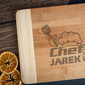 Deska do krojenia DLA SZEFA z grawerem CHEF + IMIĘ z okazji URODZIN