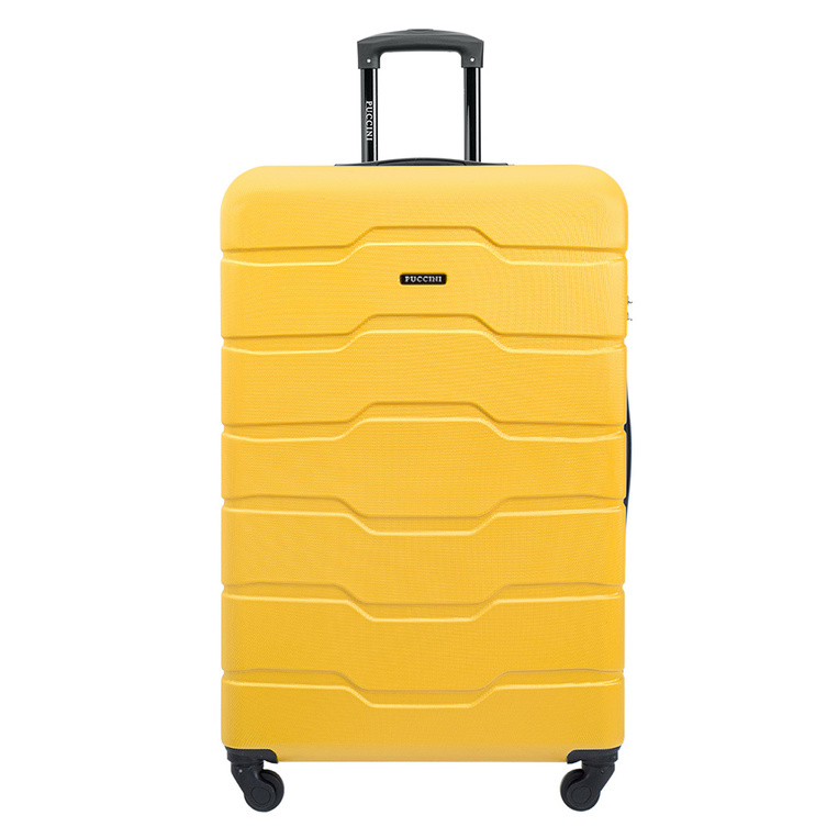 Personalizowana walizka Puccini żółta – duża, GRAWEROWANE LOGO FIRMOWE