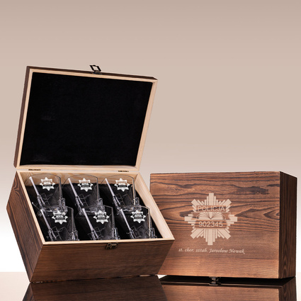 Komplet 6 szklanek z GRAWEREM ODZNAKI POLICYJNEJ – prezent dla policjanta