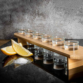 Deska z kieliszkami do shotów z grawerem ZESTAW DO TEQUILI + IMIĘ