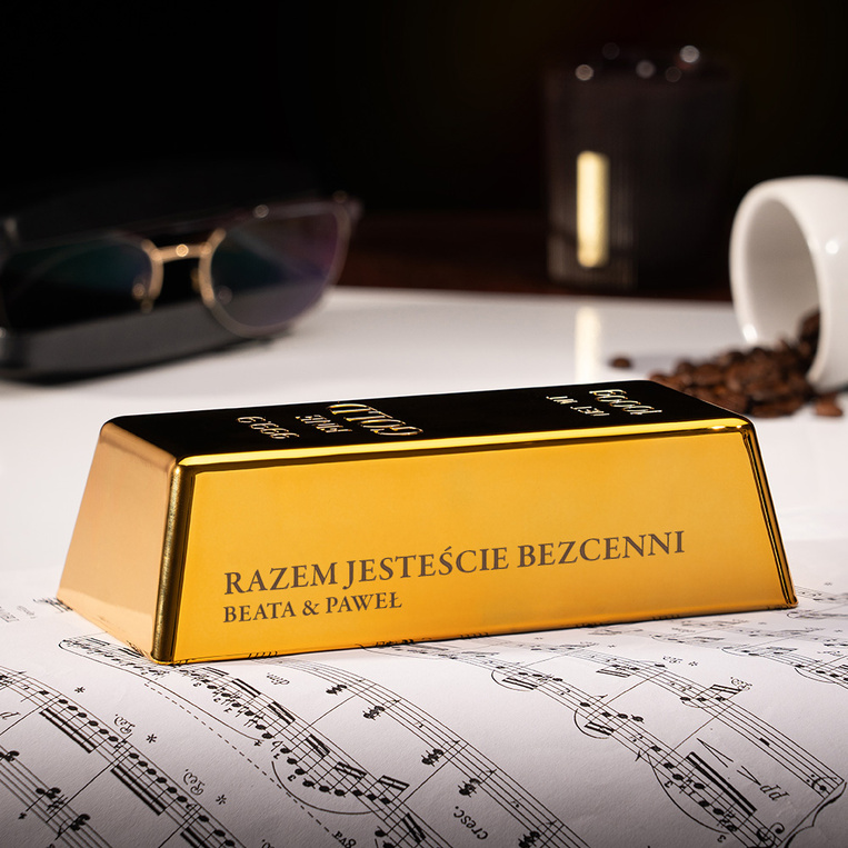Sztabka złota z grawerem „Razem jesteście bezcenni" PREZENT NA ŚLUB ROCZNICĘ
