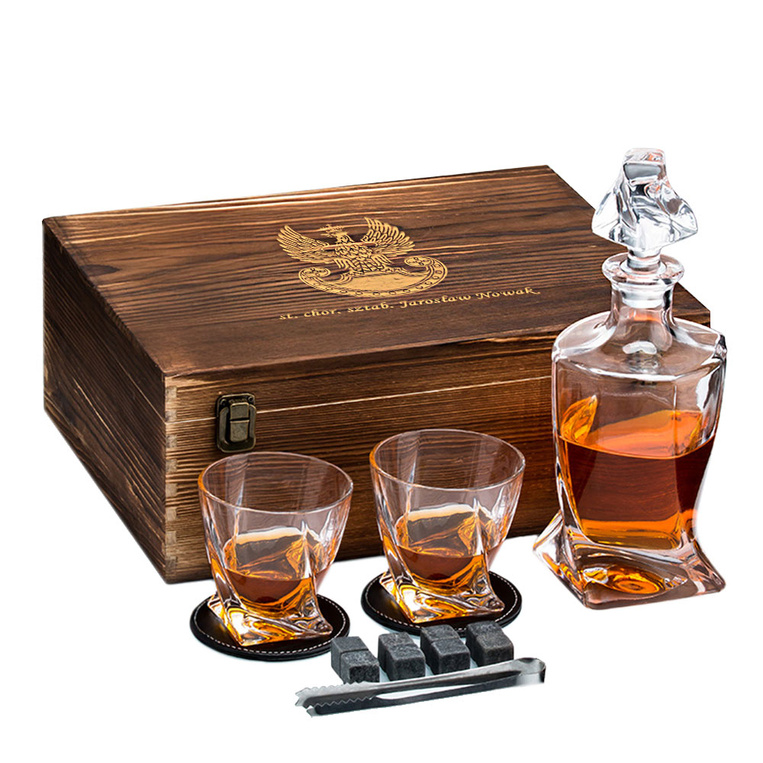 Zestaw do whisky Twist DLA ŻOŁNIERZA z grawerem orzełka i stopnia