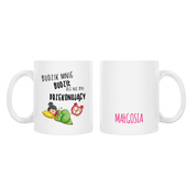 Kubek z nadrukiem BUDZIK NIE BYŁ PRZEKONUJĄCY + IMIĘ