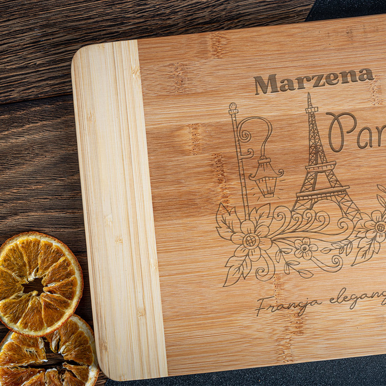 Deska do krojenia grawerowana na prezent dla wielbiciela GOTOWANIA i FRANCJI