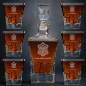 Karafka i 6 szklanek z grawerem DLA OFFICERA WAT - podziękowanie, EMERYTURA