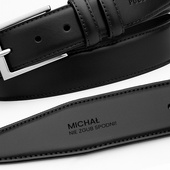 Czarny pasek męski Puccini M 115 cm z grawerem NIE ZGUB SPODNI – z humorem