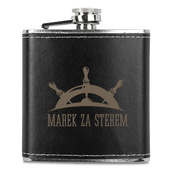 Piersiówka z grawerem na skórze IMIĘ + ZA STEREM