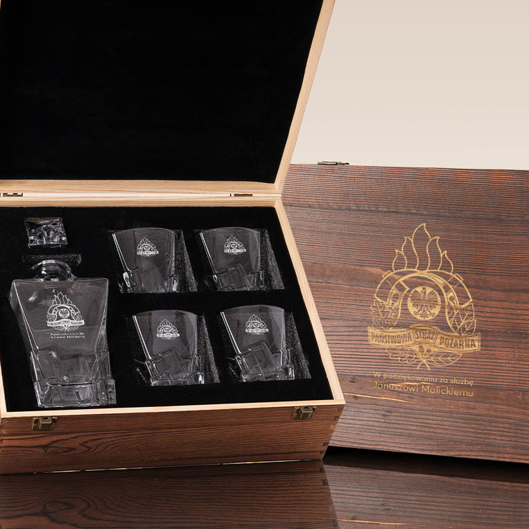 Zestaw do whisky DLA STRAŻAKA z grawerem – PODZIĘKOWANIE ZA SŁUŻBĘ