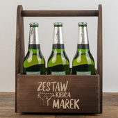 Nosidło drewniane na piwo z grawerem ZESTAW KIBICA + IMIĘ