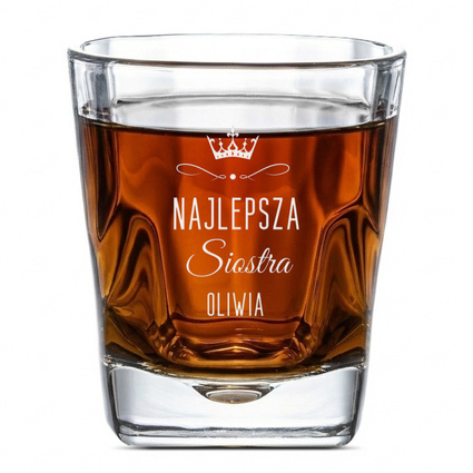 Szklanka do whisky z grawerm DLA NAJLEPSZEJ SIOSTRY + IMIĘ