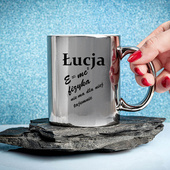 Kubek srebrny z nadrukiem FIZYKA DLA NIEJ NIE MA TAJEMNIC