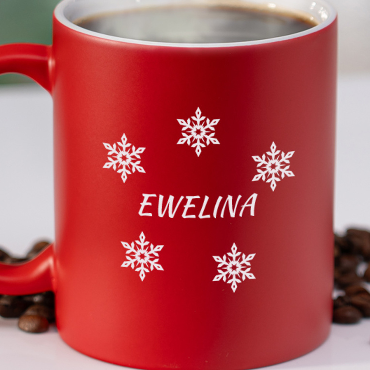 Kubek ceramiczny z grawerem NA ZIMOWE WIECZORY – personalizowany DLA NIEJ