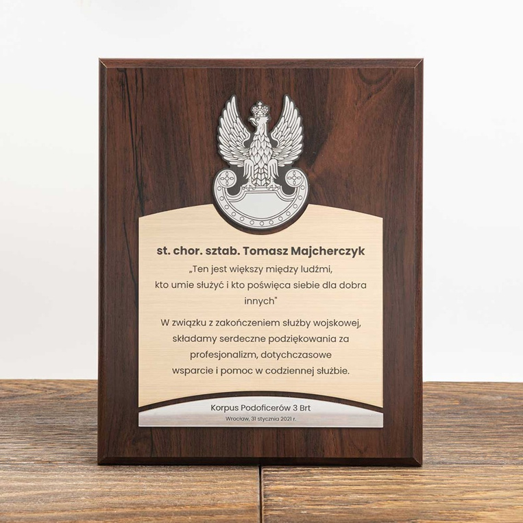 Dyplom z grawerem DLA ŻOŁNIERZA odchodzącego na emeryturę. PODZIĘKOWANIA