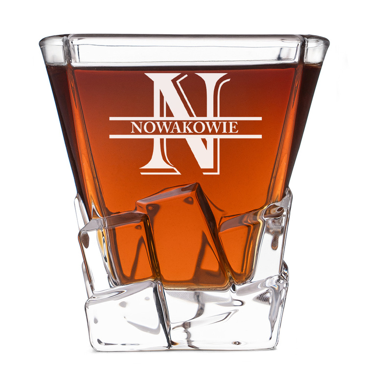 Szklanka Lodowa Premium z GRAWEREM MONOGRAM i nazwiskiem – prezent dla pary