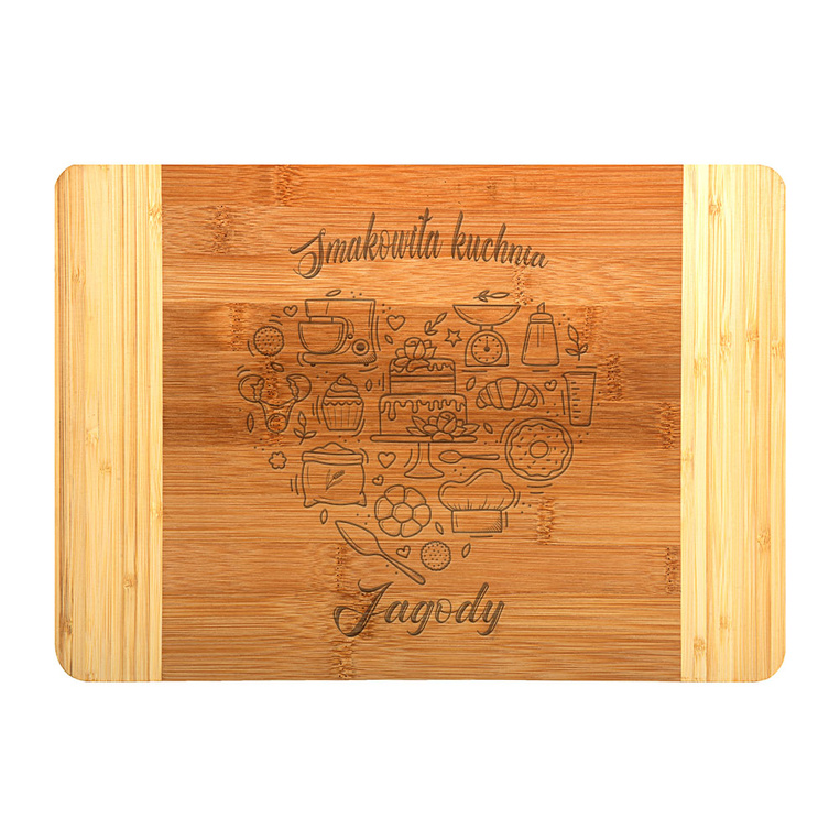 Deska do krojenia z grawerem SMAKOWITA KUCHNIA + IMIĘ na WALENTYNKI