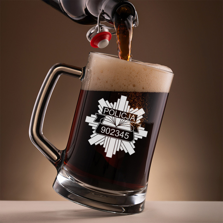 Kufel Z ODZNAKĄ POLICYJNA – personalizowany prezent DLA POLICJANTA