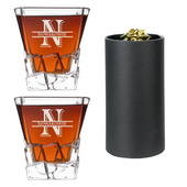 2 Szklanki do whisky z grawerem NAZWISKO i MONOGRAM w tubie prezentowej