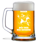 Kufel do piwa z grawerem MÓJ TATA, MÓJ BOHATER + imię na prezent na DZIEŃ OJCA