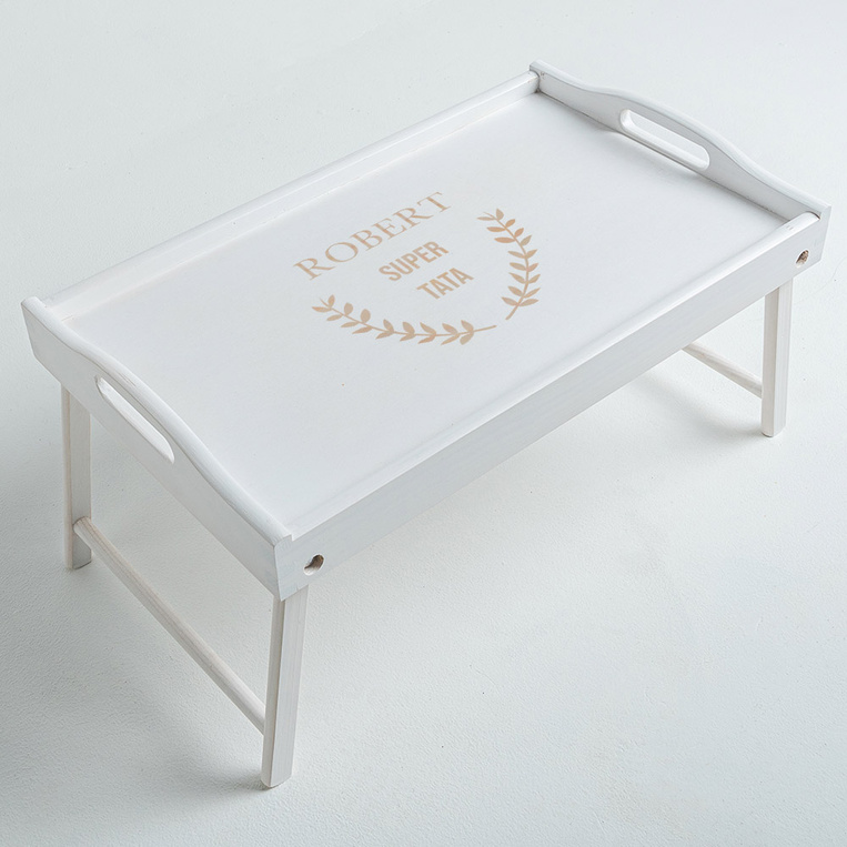 Stolik śniadaniowy SUPER TATA z imieniem – prezent dla taty