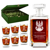 Zestaw Karafka i 6 szklanek w zielonej skrzynce - Prezent DLA ŻÓŁNIERZA EMERYTURA