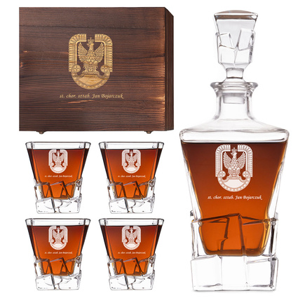 Zestaw do whisky DLA LOTNIKA z grawerem odznaki i stopnia PODZIĘKOWANIA