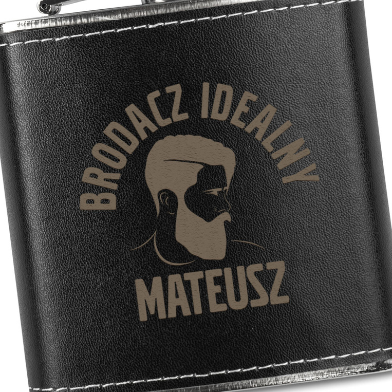 Piersiówka z grawerem BRODACZ IDEALNY + IMIĘ