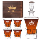 Personalizowany Zestaw PREMIUM do whisky na urodziny GRAWER KORONY IMIENIA I DATY