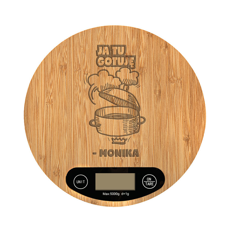 Waga kuchenna z grawerem JA TU GOTUJĘ personalizowany prezent DLA NIEJ