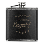 Piersiówka w skórze z grawerem WYBOROWY SMAKOSZ + IMIĘ
