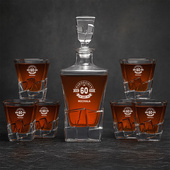 Zestaw do whisky z grawerem na 60 URODZINY – karafka i 6 szklanek
