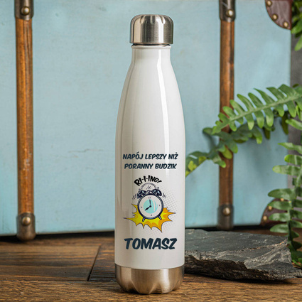 Butelka termiczna na prezent dla aktywnych NAPÓJ LEPSZY NIŻ BUDZIK