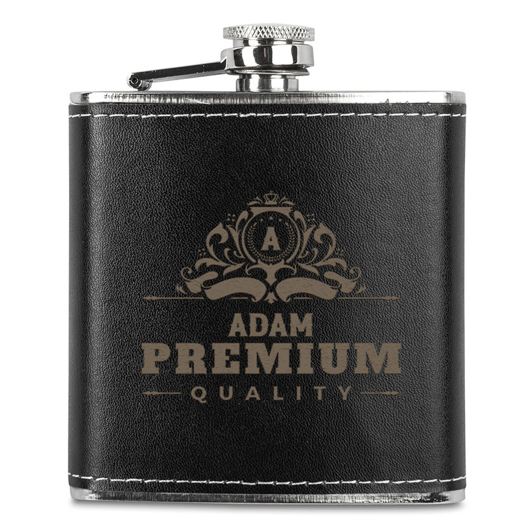 Piersiówka W SKÓRZE Z GRAWEREM na prezent DLA NIEGO