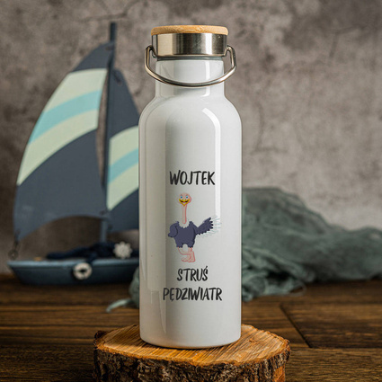Termos z własnym nadrukiem na prezent STRUŚ PĘDZIWIATR