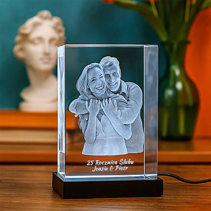 Fotokyształ 3D Grawer zdjęcia pary i dedykacji – ROCZNICA ŚLUBU