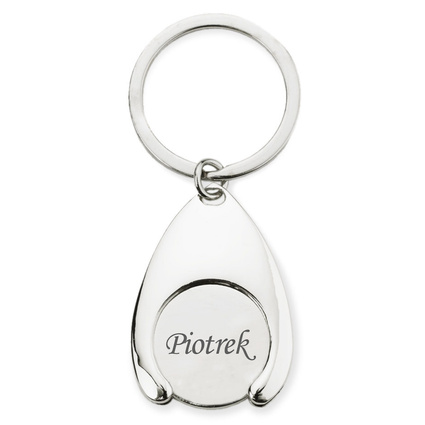 BRELOK Z ŻETONEM NA ZAKUPY dla faceta – personalizowany grawer,