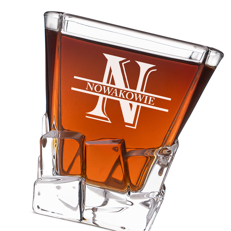 2 Szklanki do whisky z grawerem NAZWISKO i MONOGRAM w tubie prezentowej