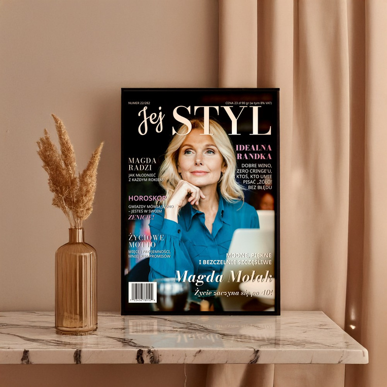 Okładka czasopisma JEJ STYL ze zdjęciem dla kobiety – personalizowany PREZENT