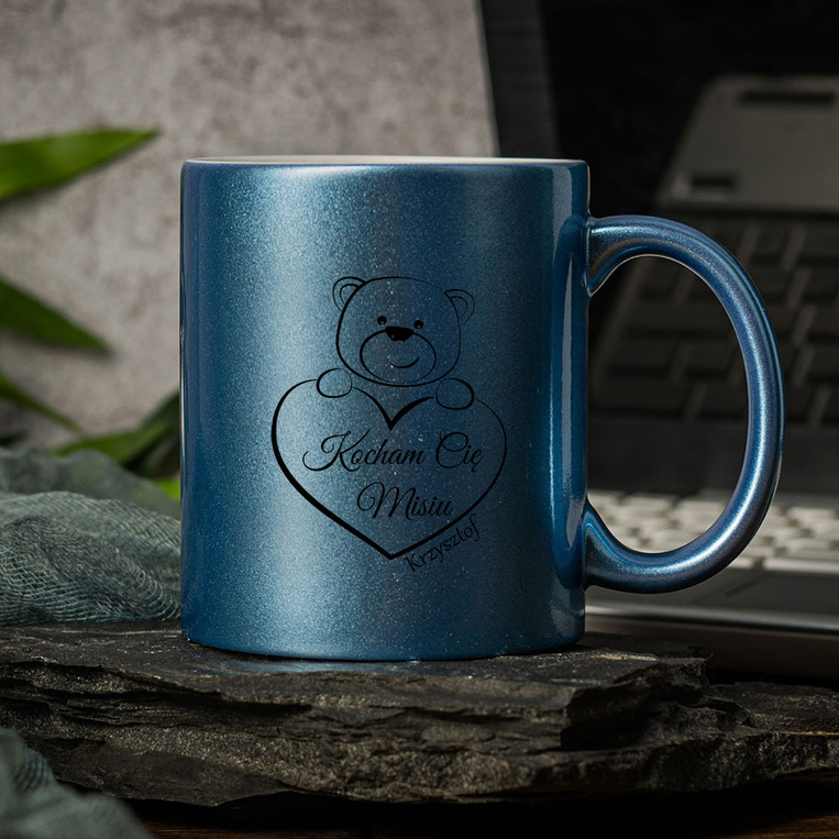 Kubek z TWOIM nadrukiem KOCHAM CIĘ MISIU + IMIĘ