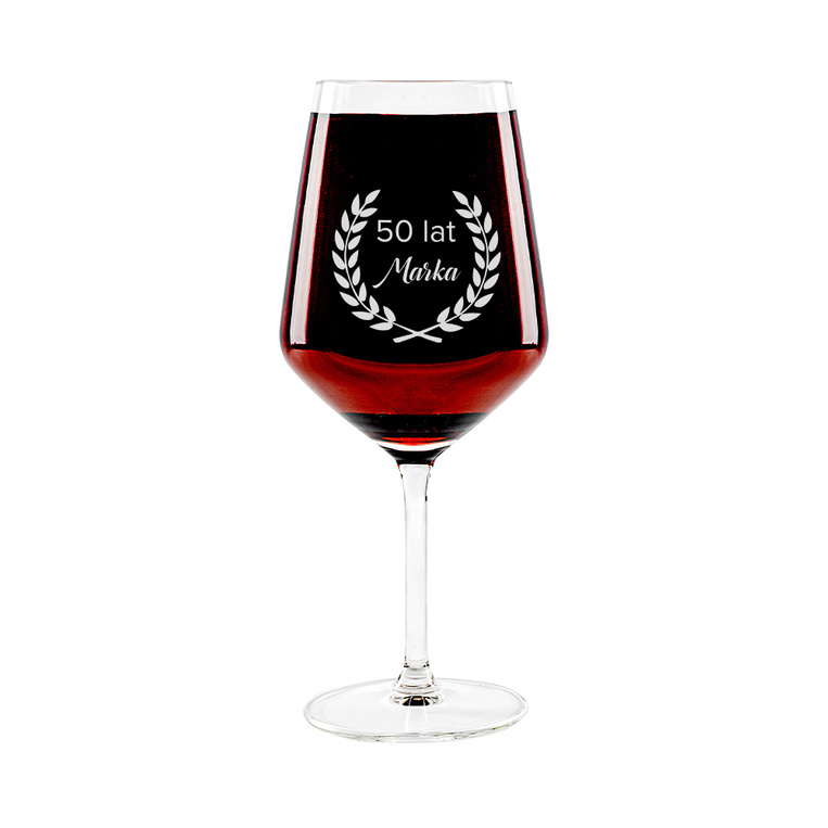 Kieliszek do wina czerwonego z grawerem NA 50 URODZINY dla niego