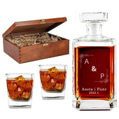 ZESTAW DO WHISKY karafka i 2 szklanki w skrzynce PREZENT NA ROCZNICĘ