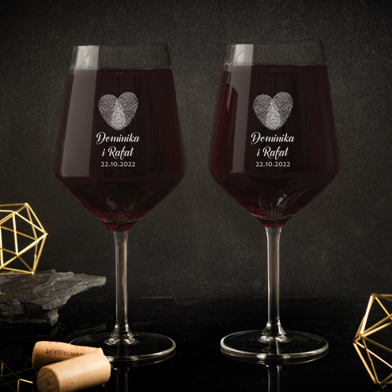 Zestaw 6 kieliszków do wina czerwonego z grawerem NA ŚLUB ROCZNICĘ