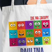 Torba na zakupy z materiału z NADRUKIEM dla niej IDĘ NA ZAKUPY