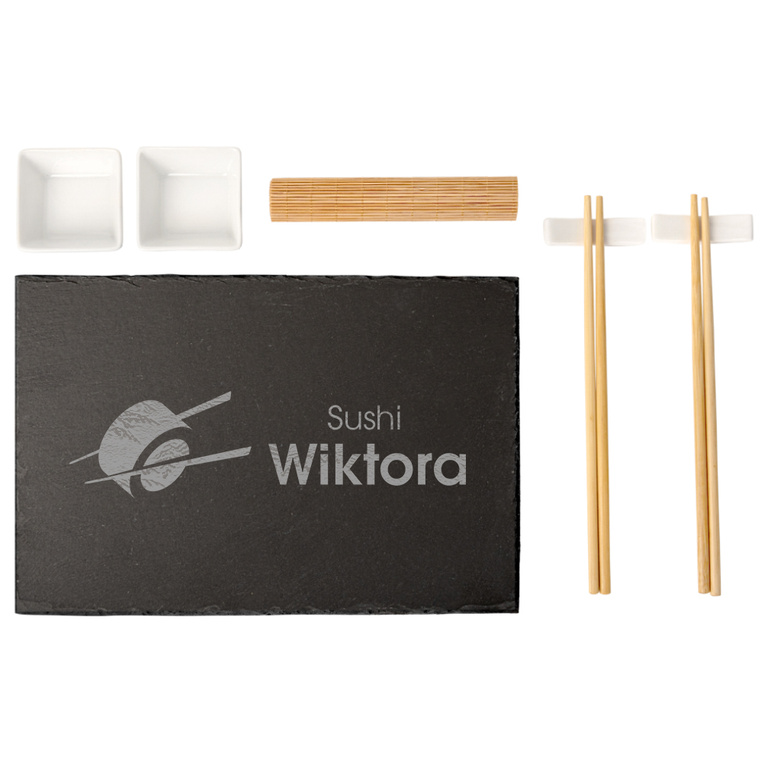 Zestaw do sushi NA IMIENINY URODZINY z grawerem na kamiennej desce
