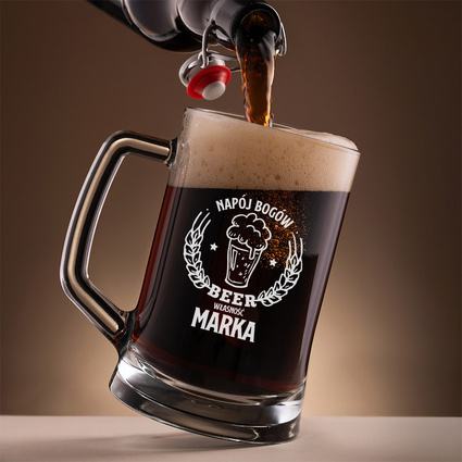 Kufel z grawerem NAPÓJ BOGÓW + IMIĘ na prezent DLA KOLEGI